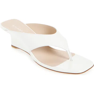 Stuart Weitzman Vinnie 50 Wedge Thong Sandal In White