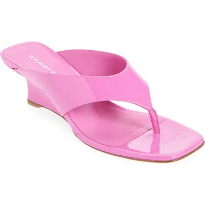 Stuart Weitzman Vinnie 50 Wedge Thong Sandal In Pink