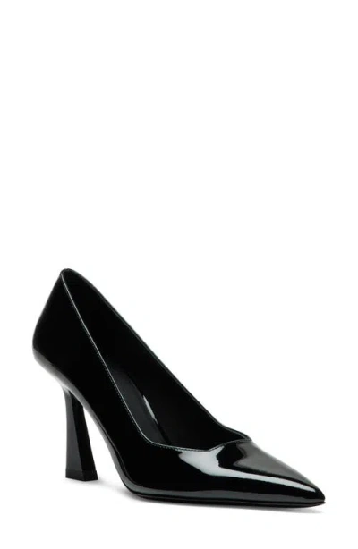 Stuart Weitzman Vinnie 85 Patent Leather Pointed Toe Pump In Black