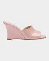 Stuart Weitzman Vinnie 85mm Patent Leather Wedge Mule Sandals In Pink