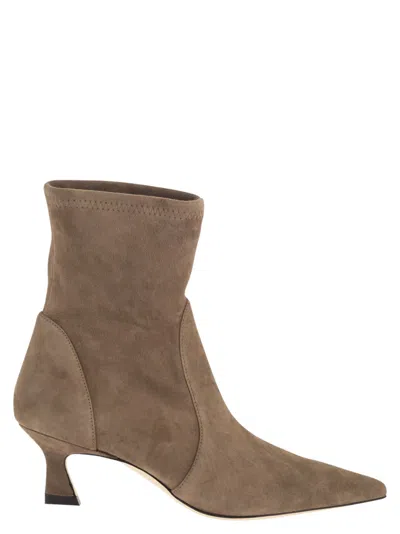 Stuart Weitzman Vinnie Bootie 50 Suede Ankle Boots With 5 Cm Heel In Brown