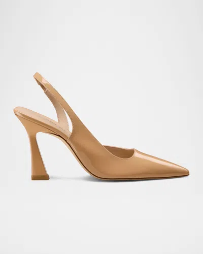 Stuart Weitzman Vinnie D'orsay Patent Leather Slingback Pumps In Brown