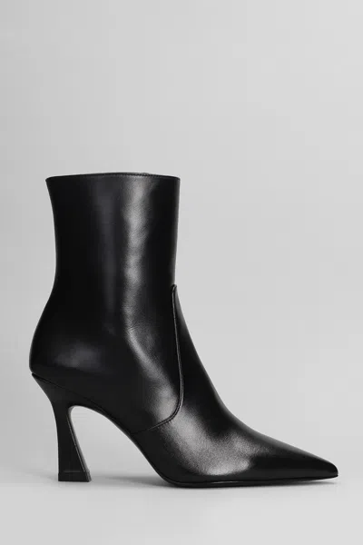 STUART WEITZMAN VINNIE HIGH HEELS ANKLE BOOTS IN BLACK LEATHER