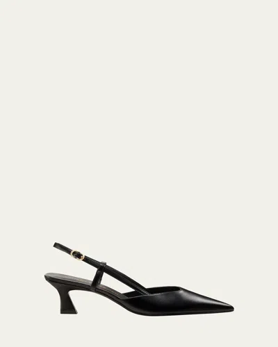STUART WEITZMAN VINNIE LEATHER KITTEN SLINGBACK PUMPS
