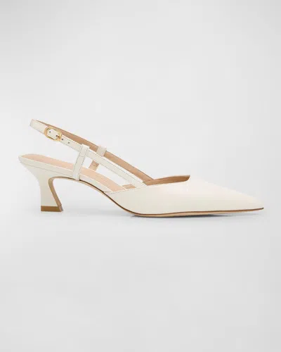 Stuart Weitzman Vinnie Leather Kitten Slingback Pumps In Neutral