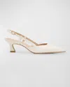 Stuart Weitzman Vinnie Leather Kitten Slingback Pumps In Cream