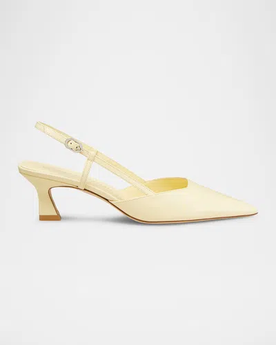 STUART WEITZMAN VINNIE LEATHER KITTEN SLINGBACK PUMPS