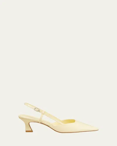 STUART WEITZMAN VINNIE LEATHER KITTEN SLINGBACK PUMPS