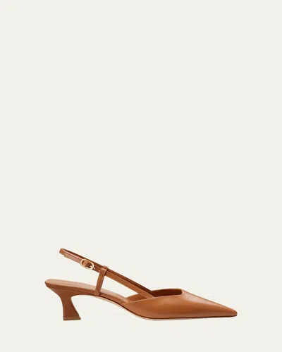 STUART WEITZMAN VINNIE LEATHER KITTEN SLINGBACK PUMPS