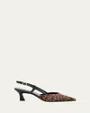 Stuart Weitzman Vinnie Leopard Kitten Slingback Pumps