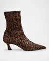 Stuart Weitzman Vinnie Leopard Stretch Booties In Brown