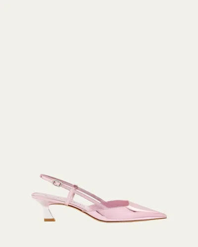 STUART WEITZMAN VINNIE METALLIC KITTEN SLINGBACK PUMPS