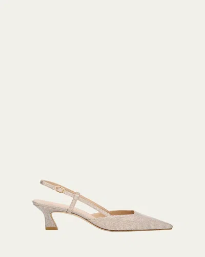 Stuart Weitzman Vinnie Metallic Kitten Slingback Pumps