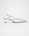Stuart Weitzman Vinnie Metallic Kitten Slingback Pumps In Silver