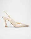 Stuart Weitzman Vinnie Metallic Leather D'orsay Slingback Pumps In Gold