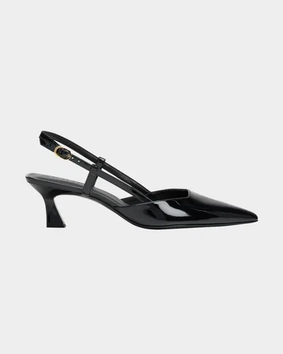 STUART WEITZMAN VINNIE PATENT KITTEN SLINGBACK PUMPS