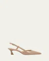Stuart Weitzman Vinnie Patent Kitten Slingback Pumps In Neutral