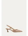 Stuart Weitzman Vinnie T Mid Heel Patent Slingback Pumps In Neutral