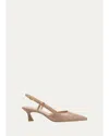 Stuart Weitzman Vinnie T Mid Heel Patent Slingback Pumps In Fawn