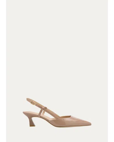 STUART WEITZMAN VINNIE PATENT KITTEN SLINGBACK PUMPS