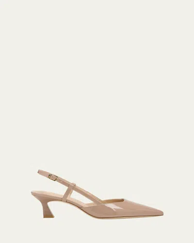 STUART WEITZMAN VINNIE PATENT KITTEN SLINGBACK PUMPS