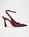 Stuart Weitzman Vinnie Patent Leather Ankle-strap Pumps In Burgundy