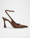 Stuart Weitzman Vinnie Patent Leather Ankle-strap Pumps In Brown