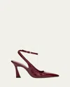 Stuart Weitzman Vinnie Patent Leather Ankle-strap Pumps In Burgundy