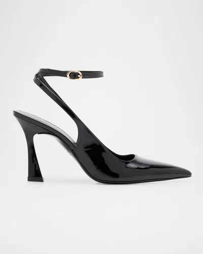 STUART WEITZMAN VINNIE PATENT LEATHER ANKLE-STRAP PUMPS