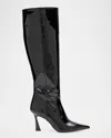 Stuart Weitzman Vinnie Patent Leather Knee-high Boots In Black