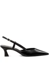 Stuart Weitzman Vinnie Pointed Toe 50mm Slingback In Black