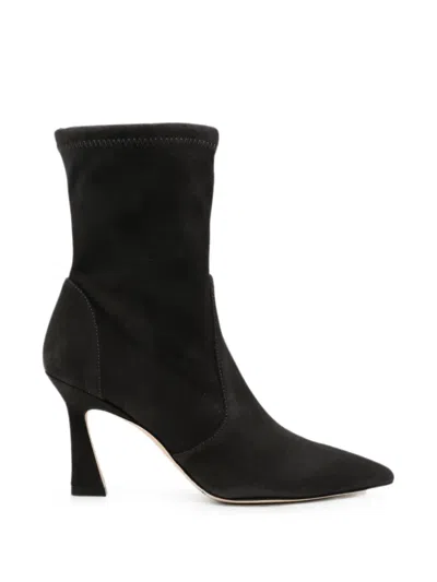 Stuart Weitzman Vinnie Pointed-toe Ankle Boots In Black