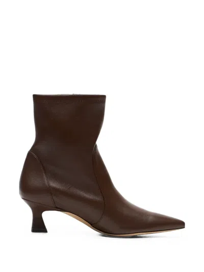 Stuart Weitzman Vinnie Sculptural-heel Ankle Boots In Brown