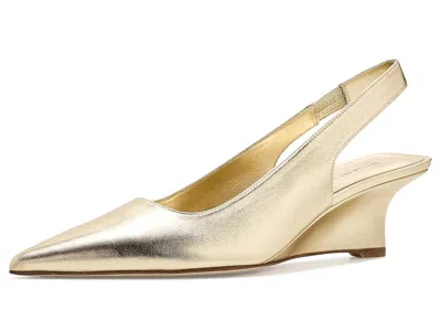 Stuart Weitzman Vinnie Sling Wedges 50 Women's Wedge Shoes Light Gold: 9.5 M, Leather