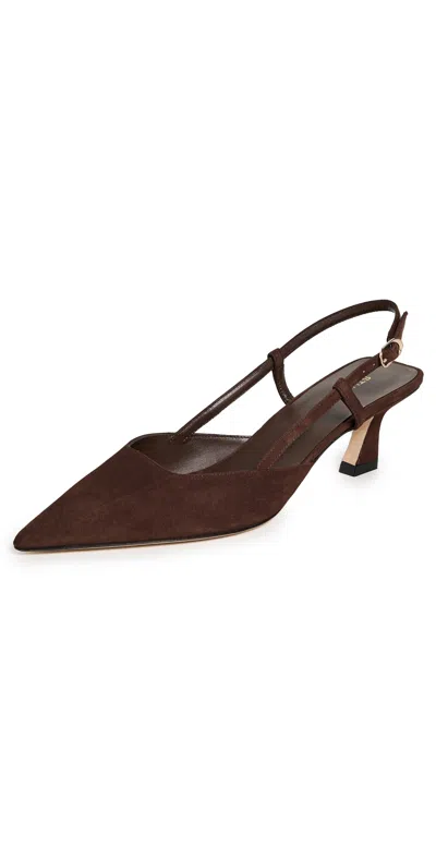 STUART WEITZMAN VINNIE SLINGBACK HEELS 50MM WALNUT