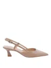 Stuart Weitzman Vinnie T Mid Heel Patent Slingback Pumps In Brown