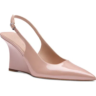 Stuart Weitzman 85mm Vinnie Patent Leather Slingback Wedge Pumps In Brown