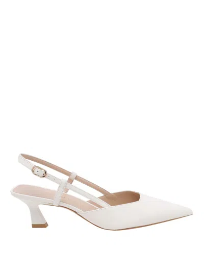 Stuart Weitzman Ivory Vinnie 50 Polished Leather Slingback In White