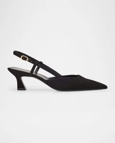 STUART WEITZMAN VINNIE SUEDE KITTEN SLINGBACK PUMPS