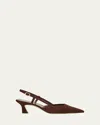 Stuart Weitzman Vinnie Suede Kitten Slingback Pumps In Brown