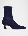Stuart Weitzman Vinnie Suede Stretch Booties In Blue