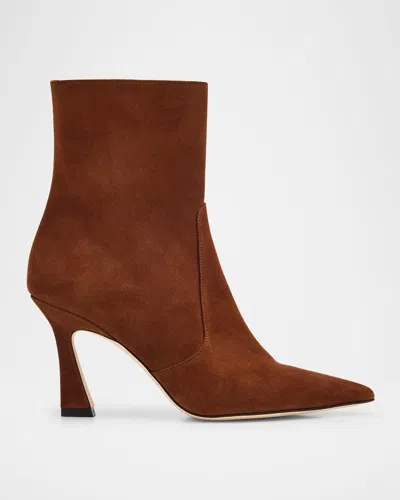 Stuart Weitzman Vinnie Suede Zip Booties In Brown