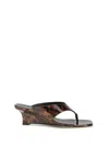 Stuart Weitzman 50mm Vinnie Printed Patent Leather Thong Sandals In Brown