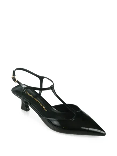 Stuart Weitzman Vne Patent Leather T-strap Pump In Black