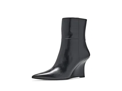 Stuart Weitzman Vinnie Wedge Booties 85 Women's Boots Black: 8.5 M, Leather