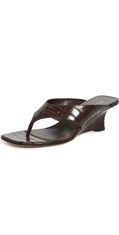 Stuart Weitzman Vinnie Wedge Thong Sandals 50mmm Walnut In Brown