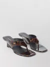 Stuart Weitzman 50mm Vinnie Printed Patent Leather Thong Sandals In Brown