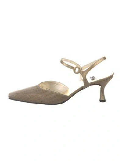 Pre-owned Stuart Weitzman Vintage Crystal Embellishments Slingback Pumps In Gold