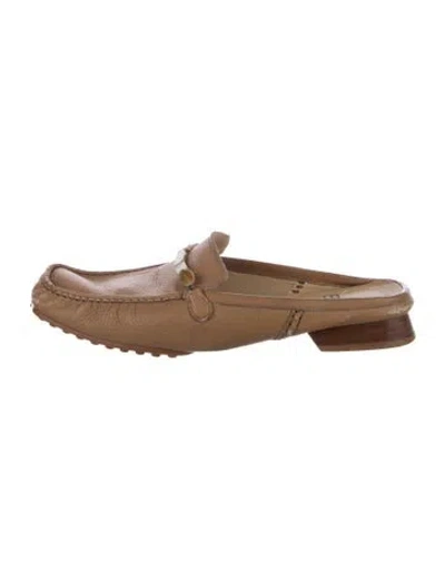 Pre-owned Stuart Weitzman Vintage Leather Mules In Brown