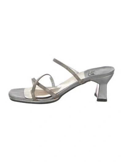 Pre-owned Stuart Weitzman Vintage Leather Slides In Silver